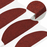 Produktbild för Trappmattor självhäftande 30 st röd 65x22,5x3,5 cm