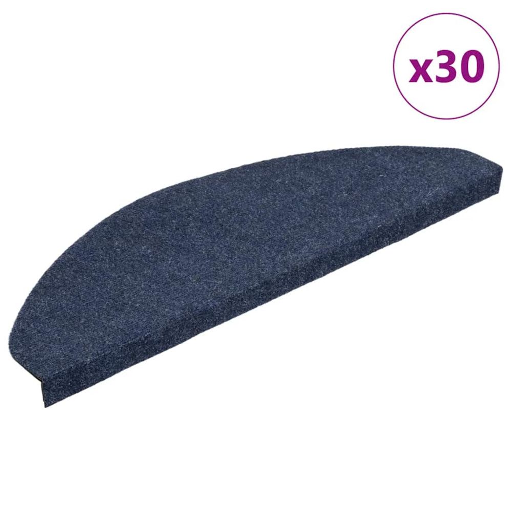 Produktbild för Trappmattor självhäftande 30 st blå 65x22,5x3,5 cm