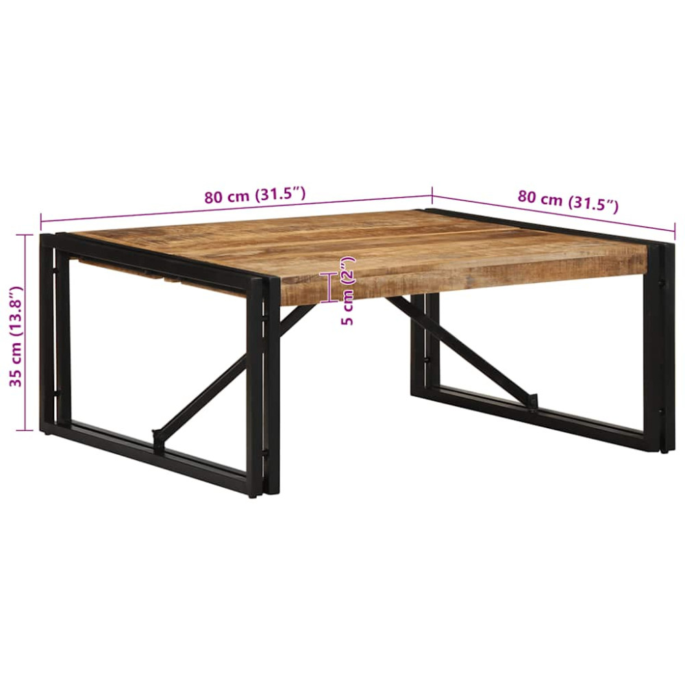 Produktbild för Soffbord 80x80x35 cm massivt grovt trä mango