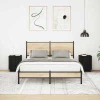 Produktbild för Sängbord med LED-lampor 2 st svart 38x34x50 cm