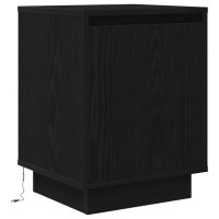 Produktbild för Sängbord med LED-lampor 2 st svart 38x34x50 cm
