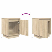Produktbild för Sängbord med LED-lampor 2 st, Sonoma Ek 38x34x50 cm