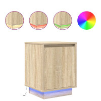 Produktbild för Sängbord med LED-lampor 2 st, Sonoma Ek 38x34x50 cm