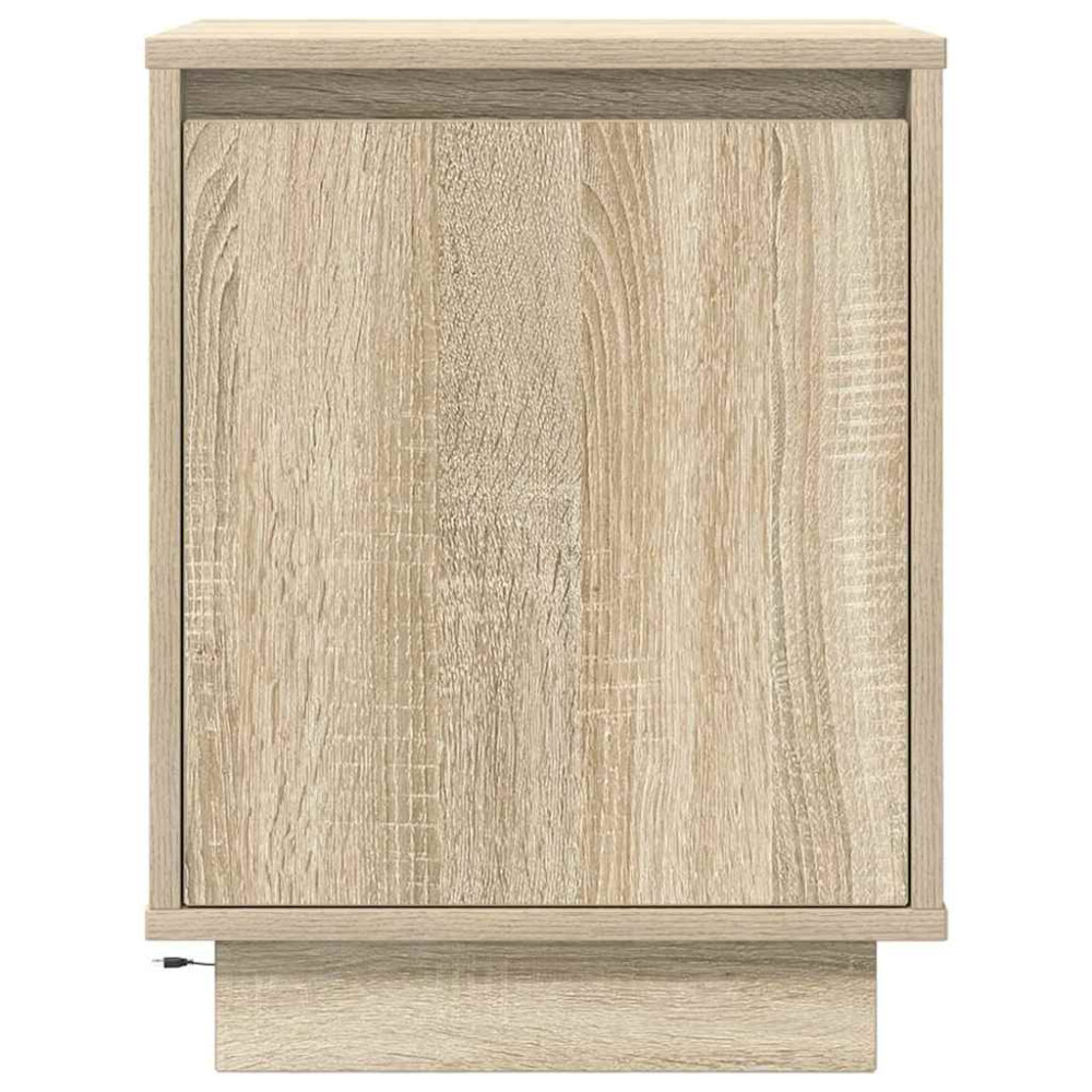 Produktbild för Sängbord med LED-lampor 2 st, Sonoma Ek 38x34x50 cm