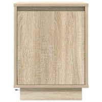 Produktbild för Sängbord med LED-lampor 2 st, Sonoma Ek 38x34x50 cm