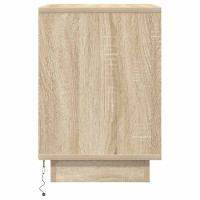 Produktbild för Sängbord med LED-lampor 2 st, Sonoma Ek 38x34x50 cm