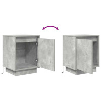 Produktbild för Sängbord med LED-lampor 2 st betonggrå 38x34x50 cm
