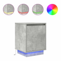 Produktbild för Sängbord med LED-lampor 2 st betonggrå 38x34x50 cm