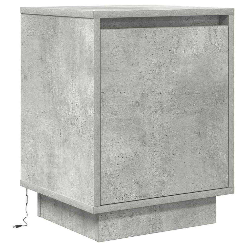 Produktbild för Sängbord med LED-lampor 2 st betonggrå 38x34x50 cm