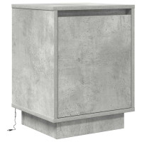 Produktbild för Sängbord med LED-lampor 2 st betonggrå 38x34x50 cm