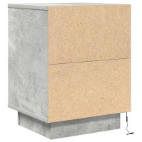 Produktbild för Sängbord med LED-lampor 2 st betonggrå 38x34x50 cm