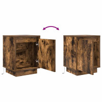 Produktbild för Sängbord med LED-lampor 2 st rökt ek 38x34x50 cm