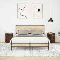 Produktbild för Sängbord med LED-lampor 2 st rökt ek 38x34x50 cm