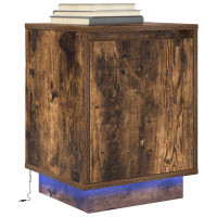 Produktbild för Sängbord med LED-lampor 2 st rökt ek 38x34x50 cm