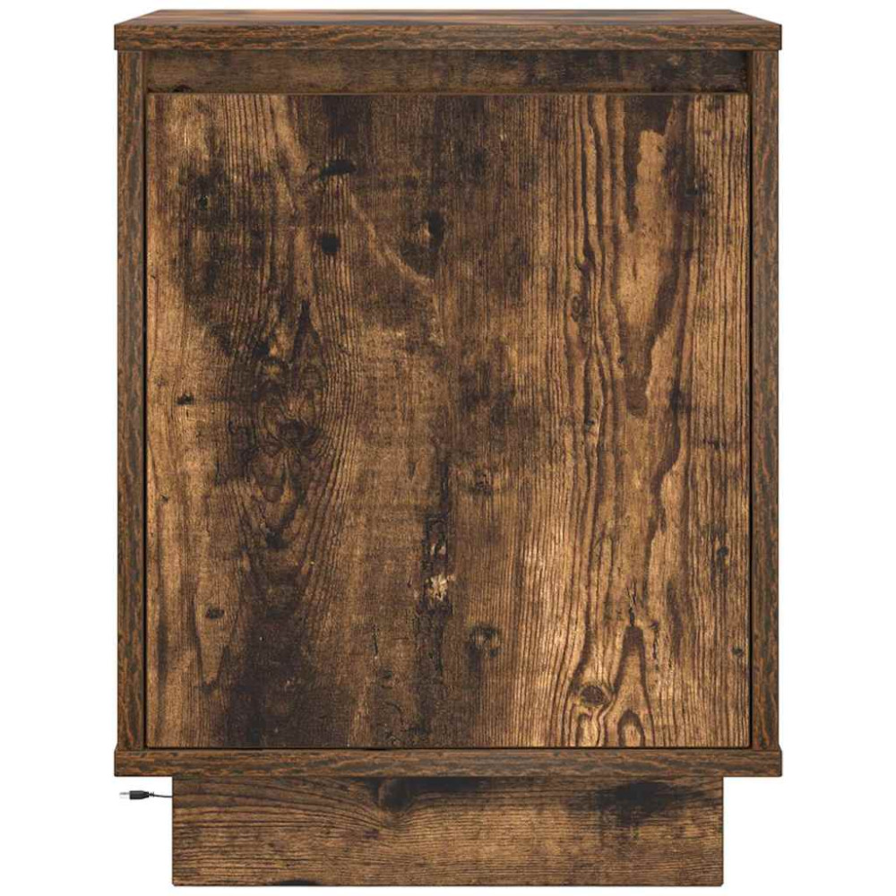 Produktbild för Sängbord med LED-lampor 2 st rökt ek 38x34x50 cm