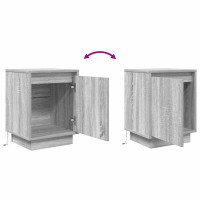 Produktbild för Sängbord med LED-lampor 2 st grå sonoma 38x34x50 cm