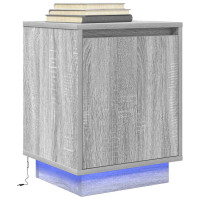 Produktbild för Sängbord med LED-lampor 2 st grå sonoma 38x34x50 cm