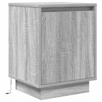 Produktbild för Sängbord med LED-lampor 2 st grå sonoma 38x34x50 cm