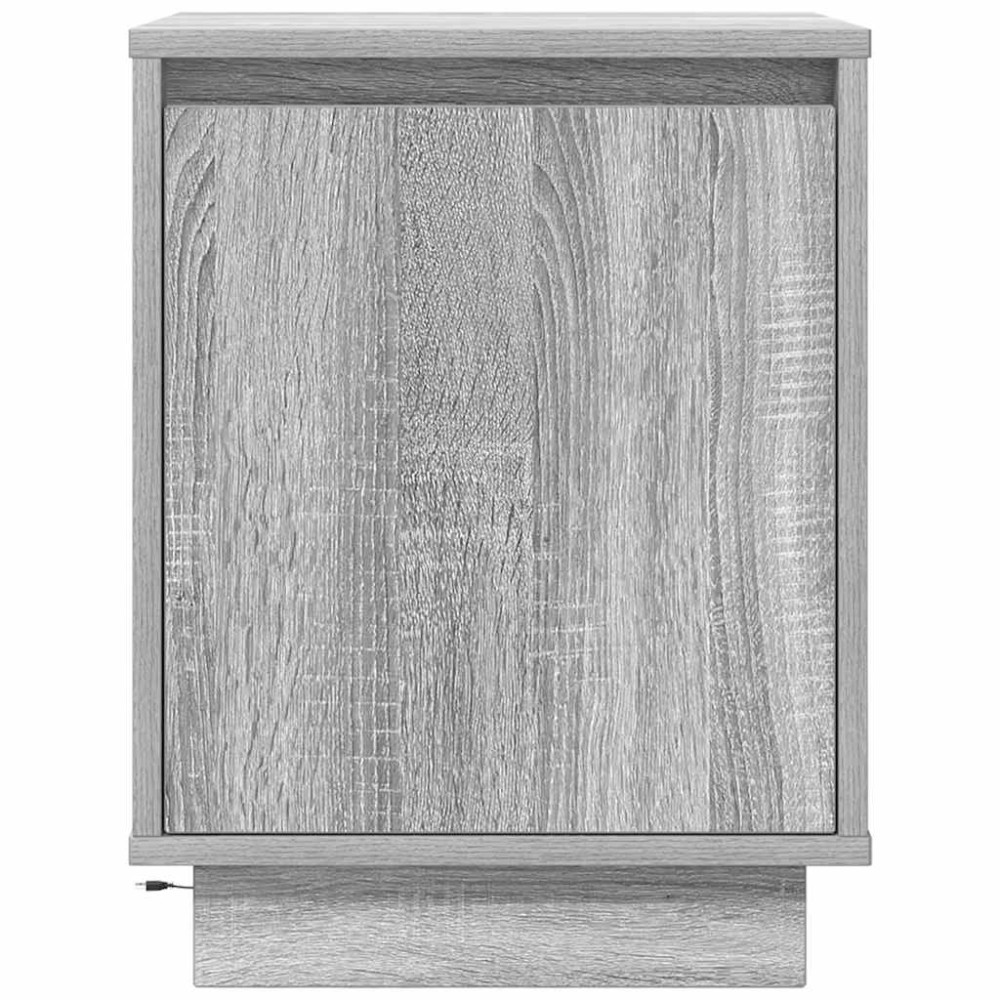 Produktbild för Sängbord med LED-lampor 2 st grå sonoma 38x34x50 cm