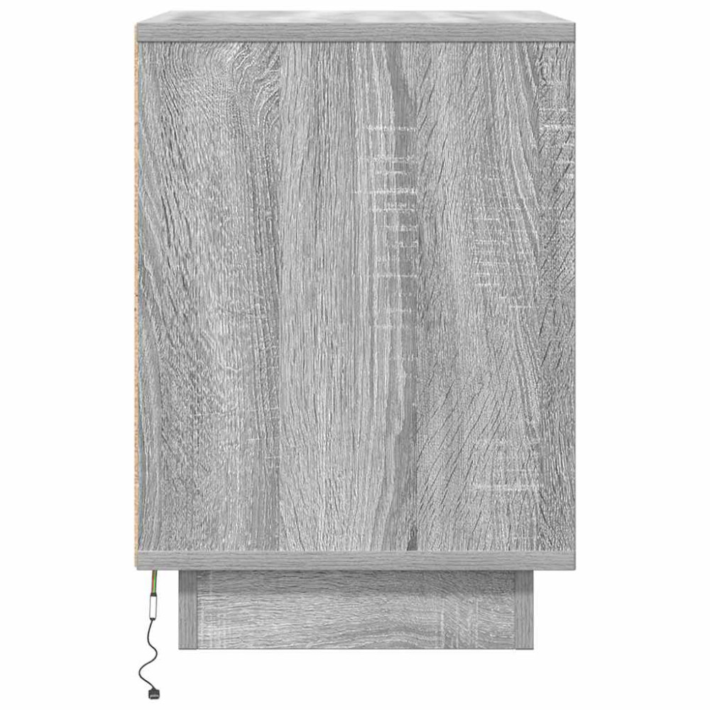 Produktbild för Sängbord med LED-lampor 2 st grå sonoma 38x34x50 cm