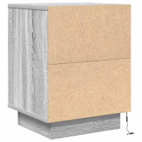 Produktbild för Sängbord med LED-lampor 2 st grå sonoma 38x34x50 cm