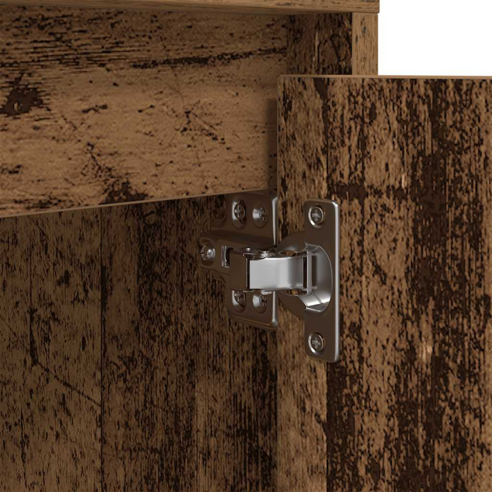 Produktbild för Sängbord med LED-lampor 2 st gammalt trä 38x34x50 cm