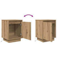Produktbild för Sängbord med LED-lampor 2 st, hantverksmässig ek 38x34x50 cm