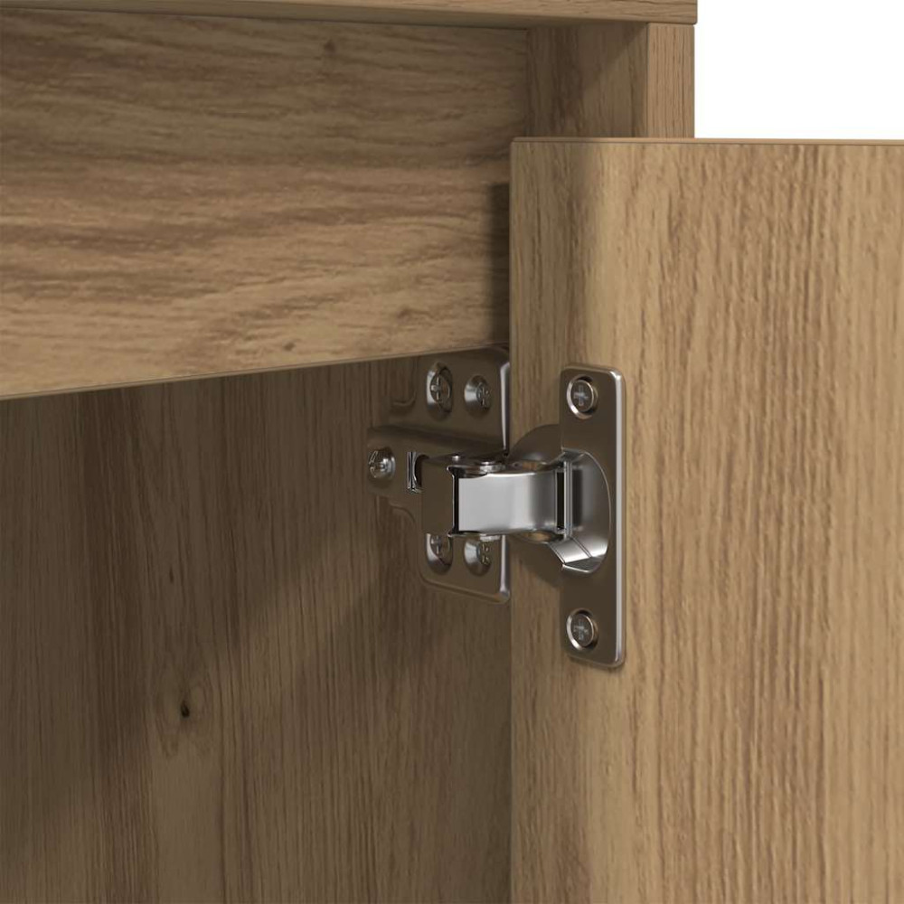 Produktbild för Sängbord med LED-lampor 2 st, hantverksmässig ek 38x34x50 cm