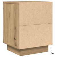 Produktbild för Sängbord med LED-lampor 2 st, hantverksmässig ek 38x34x50 cm