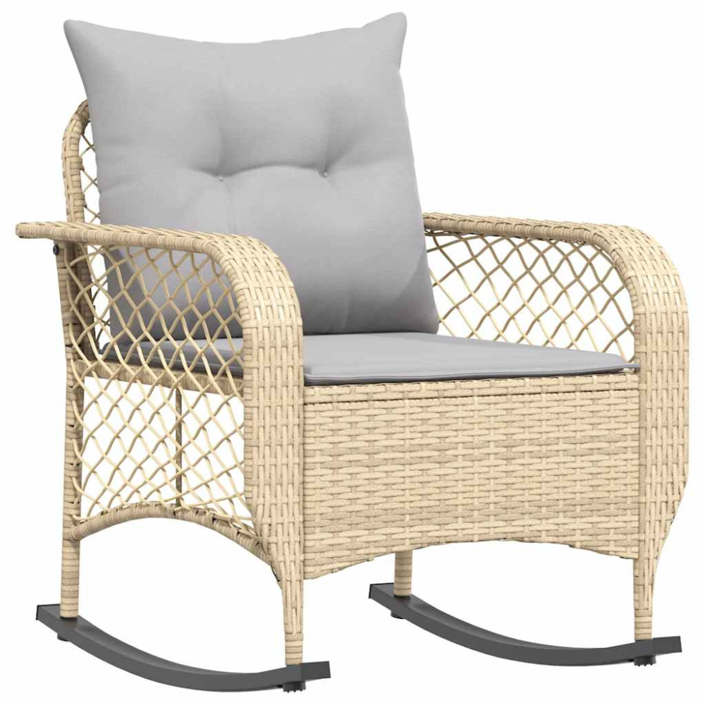 Produktbild för Gungstol för trädgården med dynor beige konstrotting