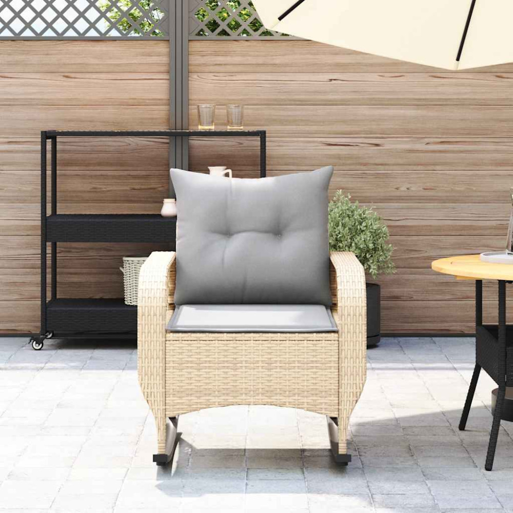 Produktbild för Gungstol för trädgården med dynor beige konstrotting