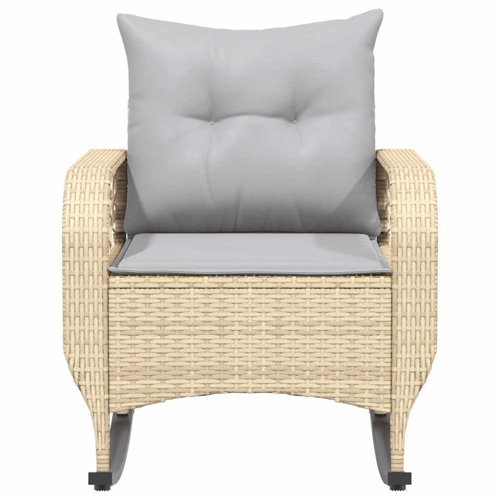 Produktbild för Gungstol för trädgården med dynor beige konstrotting