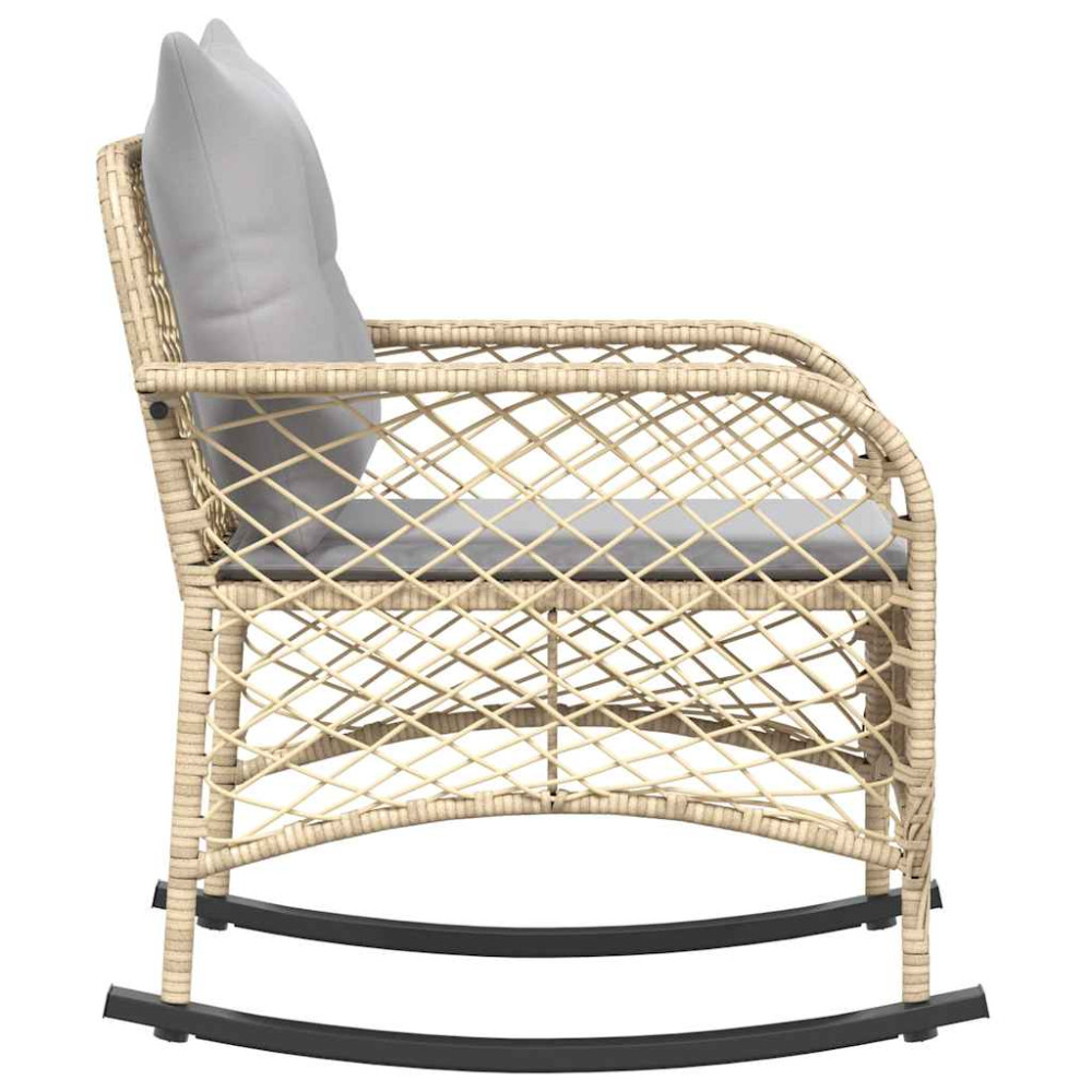Produktbild för Gungstol för trädgården med dynor beige konstrotting