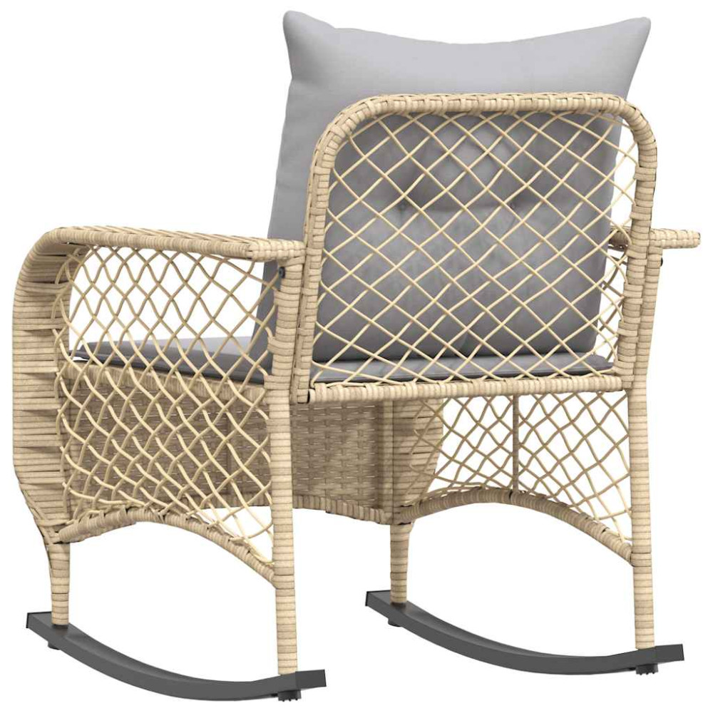 Produktbild för Gungstol för trädgården med dynor beige konstrotting