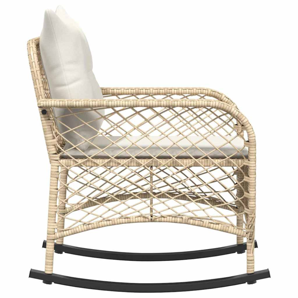 Produktbild för Gungstol för trädgården med dynor beige konstrotting