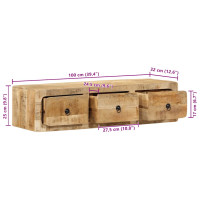 Produktbild för Vägghängt TV-skåp 100x32x25 cm massivt trä grov mango
