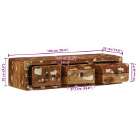 Produktbild för Väggmonterat TV-skåp 100x32x25 cm massivt trä återvunnet