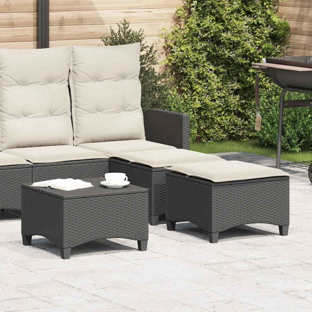 Produktbild för Trädgårdspallar med dynor 2 st svart 55x55x36 cm konstrotting