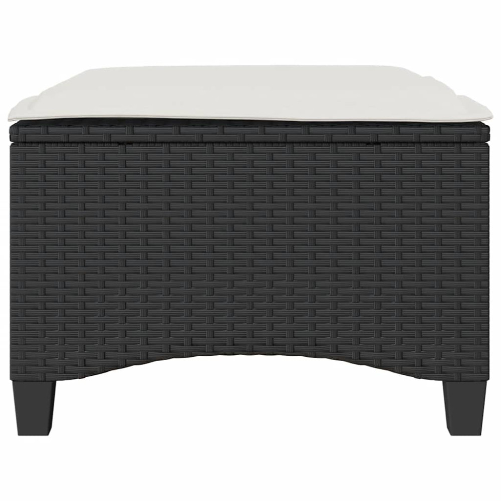 Produktbild för Trädgårdspallar med dynor 2 st svart 55x55x36 cm konstrotting