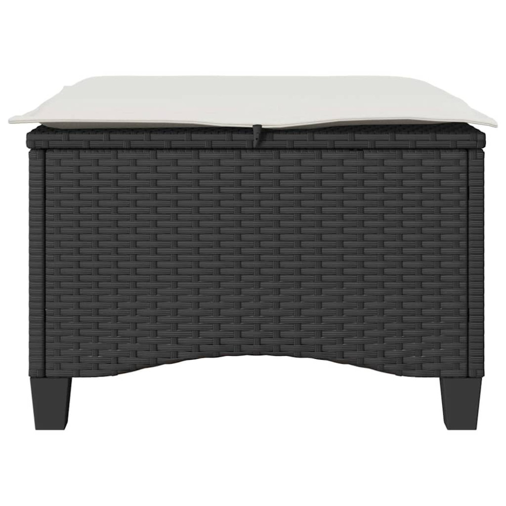 Produktbild för Trädgårdspallar med dynor 2 st svart 55x55x36 cm konstrotting