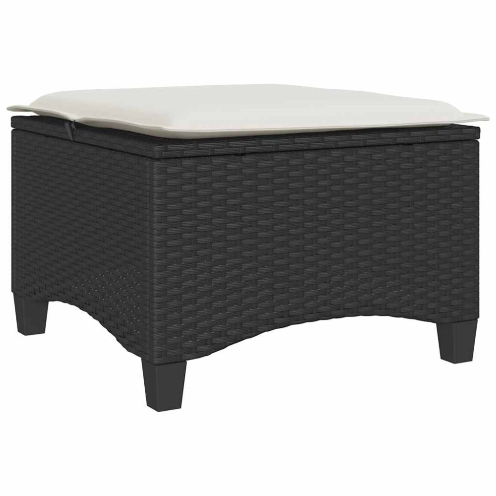 Produktbild för Trädgårdspallar med dynor 2 st svart 55x55x36 cm konstrotting