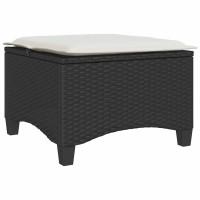 Produktbild för Trädgårdspallar med dynor 2 st svart 55x55x36 cm konstrotting