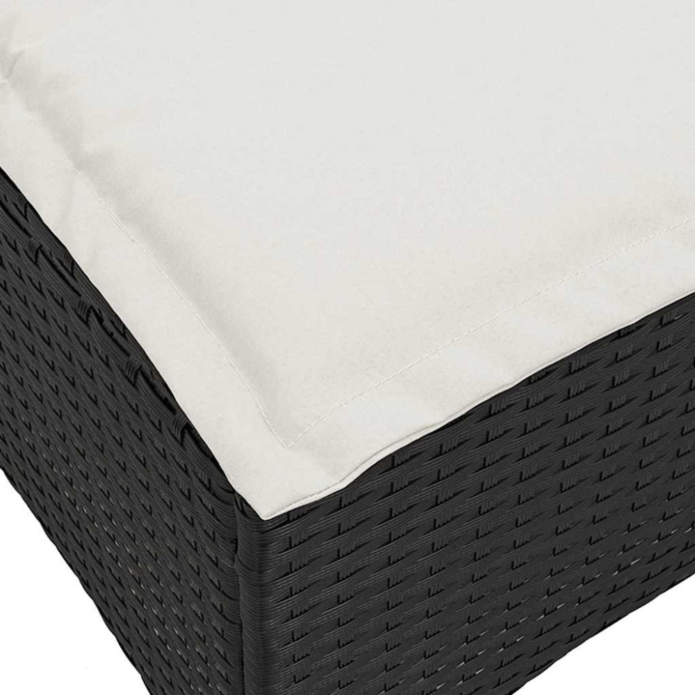 Produktbild för Trädgårdspallar med dynor 2 st svart 55x55x36 cm konstrotting