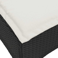 Produktbild för Trädgårdspallar med dynor 2 st svart 55x55x36 cm konstrotting