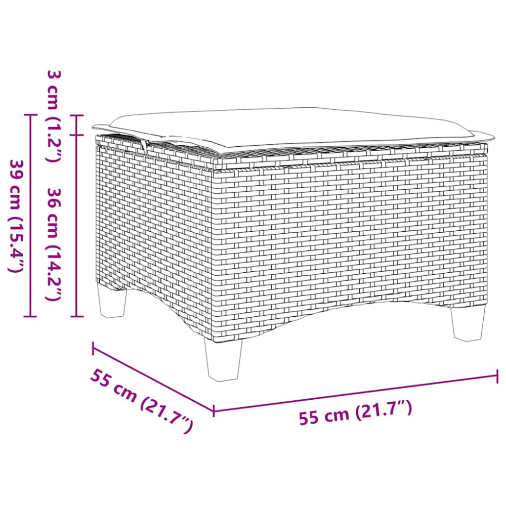 Produktbild för Trädgårdspallar med dynor 2 st svart 55x55x36 cm konstrotting