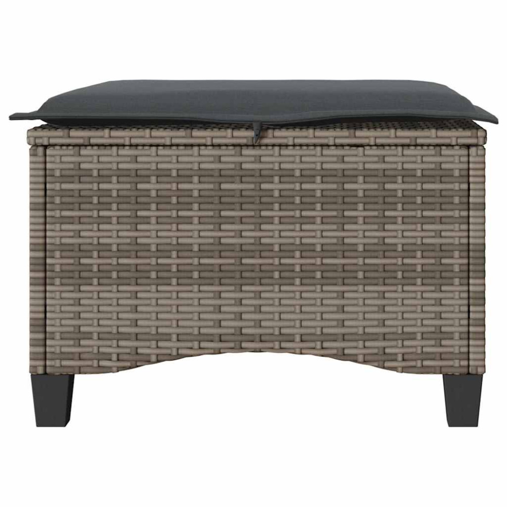 Produktbild för Trädgårdspallar med dynor 2 st, grå 55x55x36 cm konstrotting