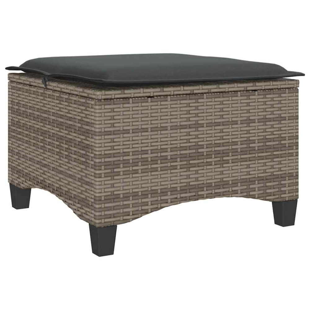 Produktbild för Trädgårdspallar med dynor 2 st, grå 55x55x36 cm konstrotting