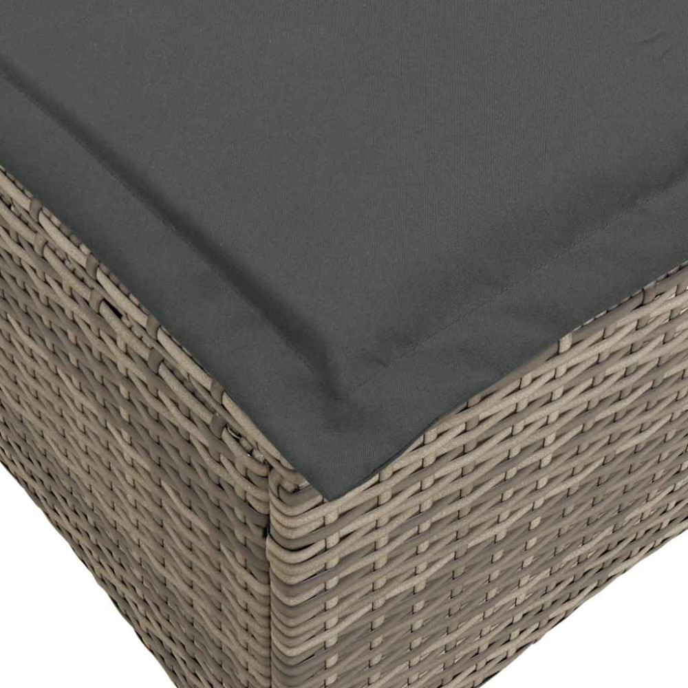 Produktbild för Trädgårdspallar med dynor 2 st, grå 55x55x36 cm konstrotting
