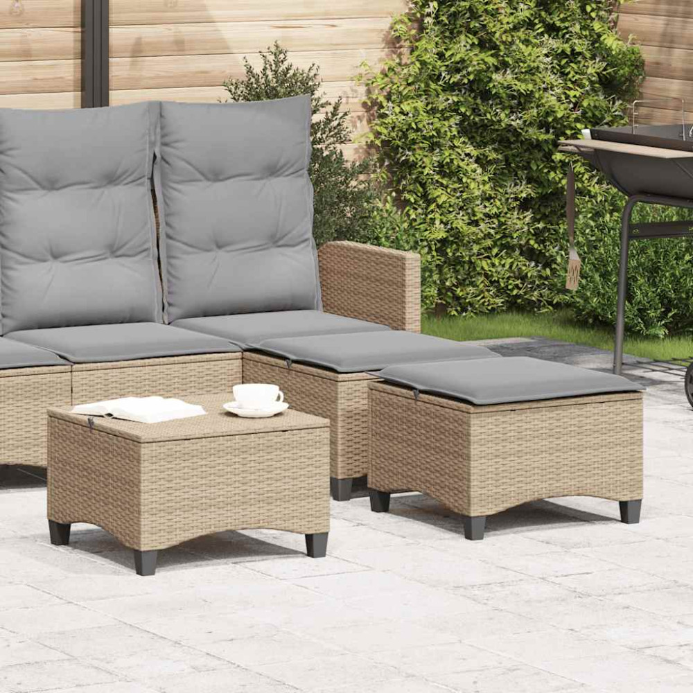 Produktbild för Trädgårdspallar med dynor 2 st, beige 55x55x36 cm konstrotting