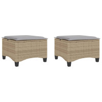 Produktbild för Trädgårdspallar med dynor 2 st, beige 55x55x36 cm konstrotting